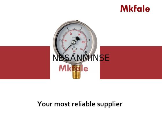 Γεμισμένος μετρητής πίεσης σύνδεσης ορείχαλκου υγρό με την περίπτωση ξιφολογχών