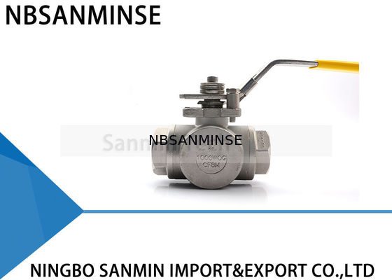 3 υδραυλική βαλβίδα υψηλών σφαιρών τρόπων ΞΈΝΟΣ cf8m3k-1 1 ίντσας 1000psi πετρέλαιο ανοξείδωτου SS316 και γραμμή σωλήνων φυσικού αερίου